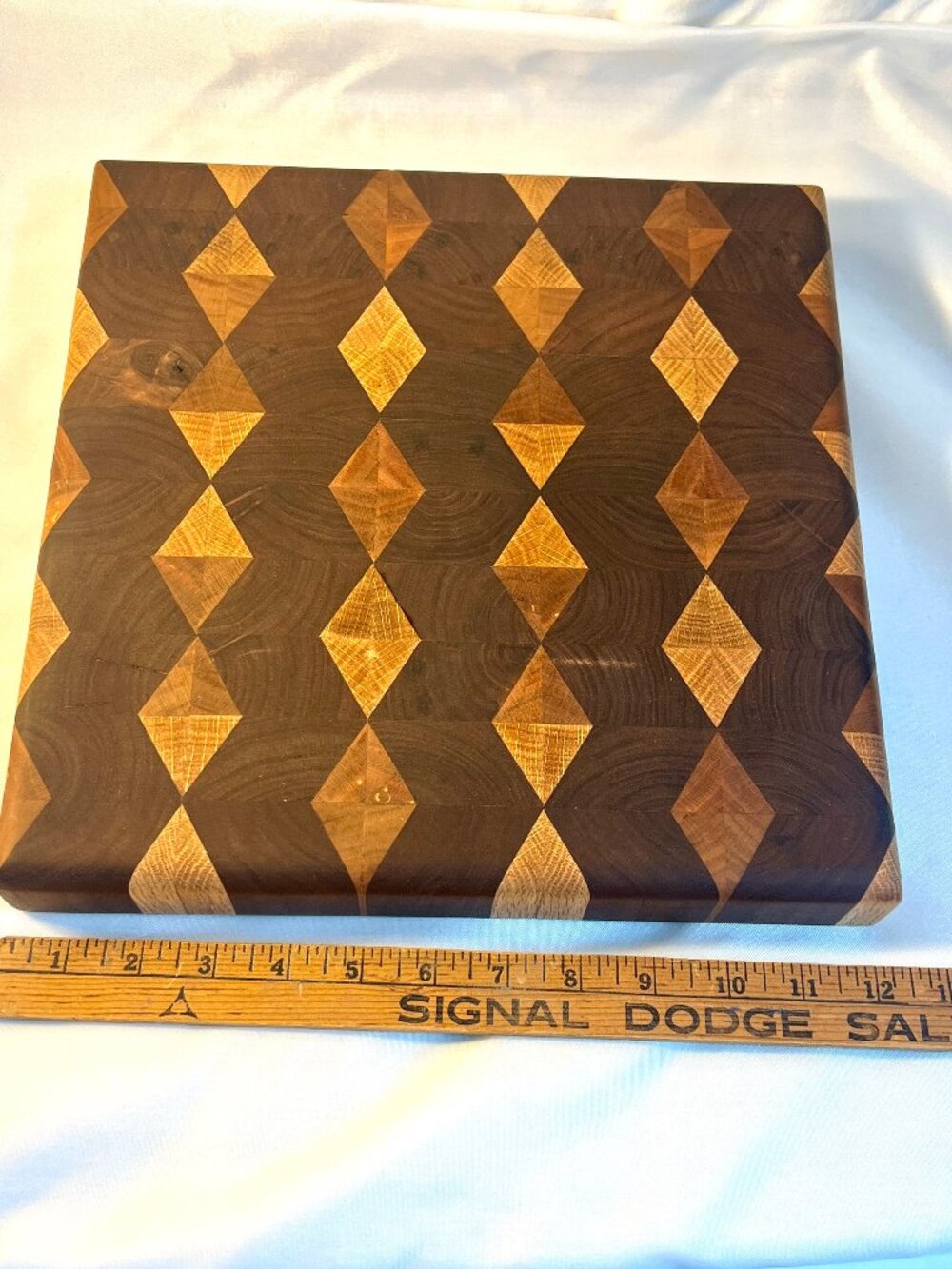 Handcrafted End Grain Walnut Oak Cutting Board 12" Geometric - SKUF2